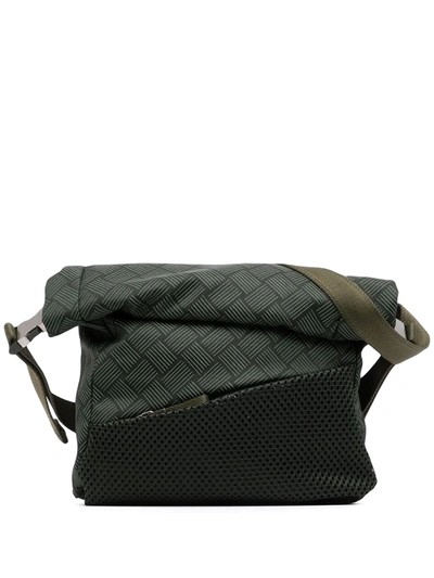 Shop Bottega Veneta Mesh Folding Top Belt Bag In Green