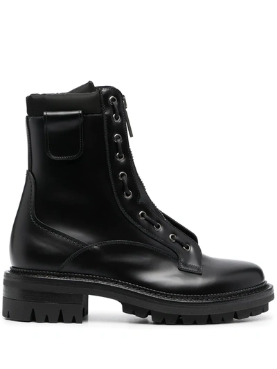Dsquared2 Leather Zip-up Boots In Black