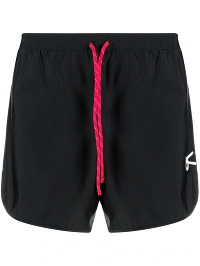 Shop District Vision Logo-print Track Shorts In Black