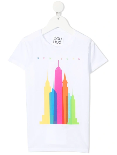 Shop Douuod New York-print T-shirt In White