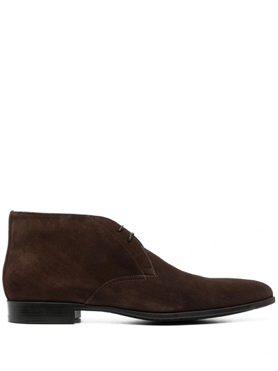 Shop Santoni Lace-up Ankle Boots In Brown