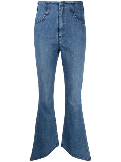 Shop Federica Tosi Asymmetric-hem Denim Jeans In Blue
