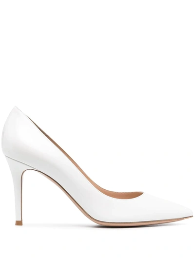 Shop Gianvito Rossi Courts Stiletto Pumps In White