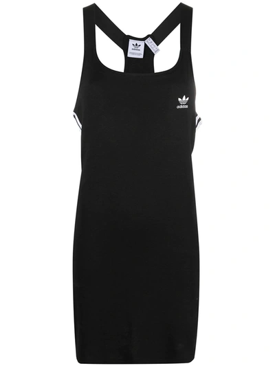 Shop Adidas Originals Stripe-detail Sleeveless Dress In Black