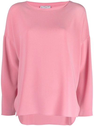 Shop Alberto Biani Round Neck Long-sleeved Jumper In Pink