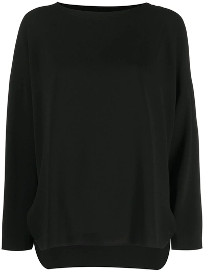 Shop Alberto Biani Round Neck Long-sleeved Jumper In Black