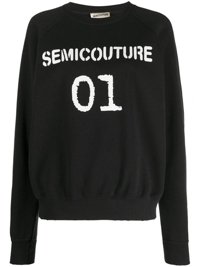 Shop Semicouture Logo-print Sweatshirt In Black