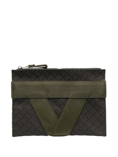Shop Bottega Veneta Quilted Clutch Bag In Green