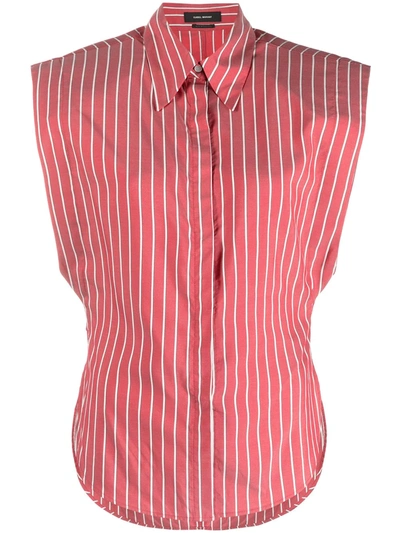Shop Isabel Marant Striped Sleeveless Shirt In Red