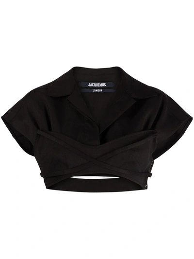 Shop Jacquemus Cropped T-shirt In Black