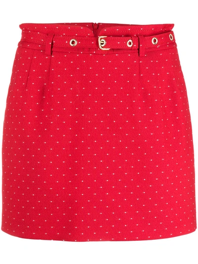 Shop Red Valentino Dotted Belted Shorts In Red