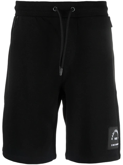 Shop Karl Lagerfeld Cotton Logo-print Shorts In Black