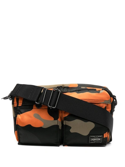 Shop Porter-yoshida & Co Camouflage Print Shoulder Bag In Orange