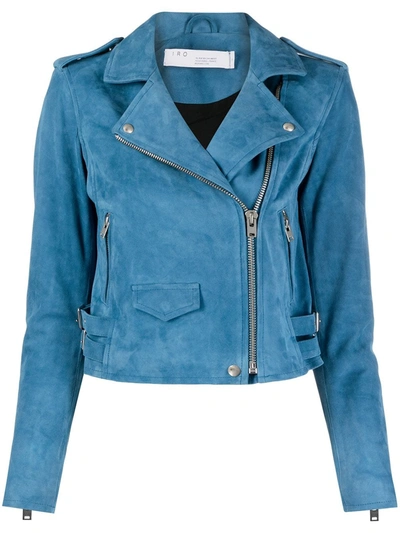 Shop Iro Ashley Leather Biker Jacket In Blue