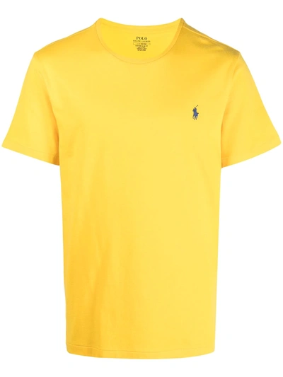 Shop Polo Ralph Lauren Embroidered-logo Cotton T-shirt In Yellow