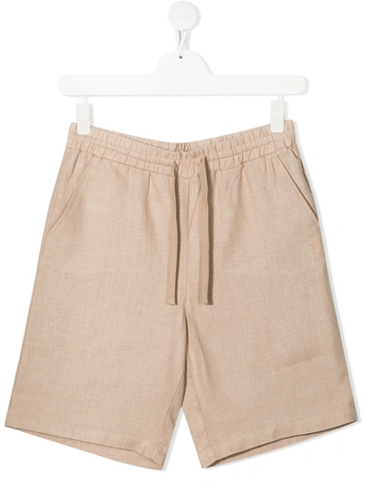 Shop Trussardi Junior Teen Chambray Shorts In Neutrals