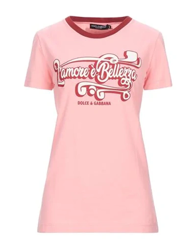 Shop Dolce & Gabbana Woman T-shirt Pink Size 4 Cotton