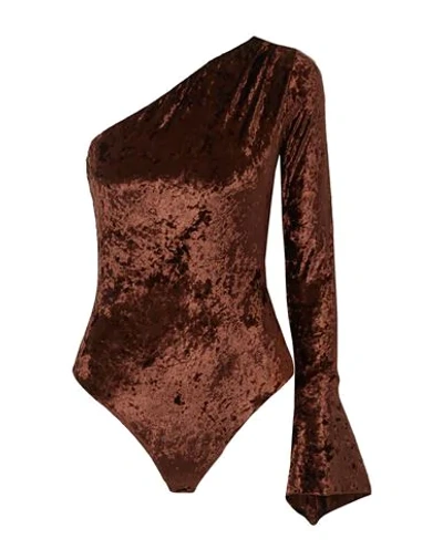 Shop Alix Nyc Woman Bodysuit Brown Size L Polyamide, Polyester, Elastane