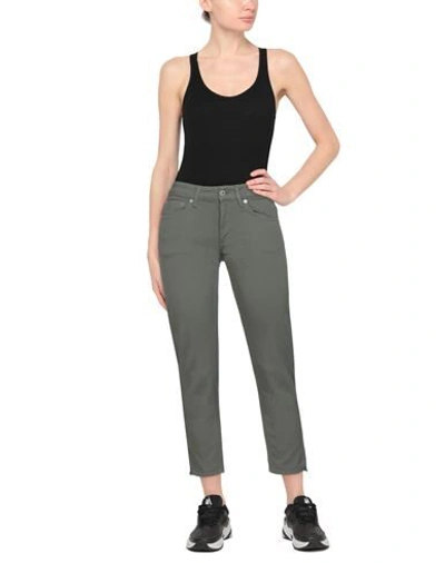 Shop Dondup Woman Pants Military Green Size 30 Cotton, Elastane