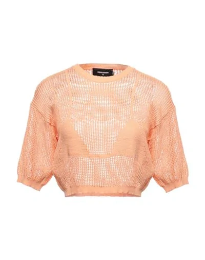 Shop Dsquared2 Woman Sweater Apricot Size Xs Cotton In Orange