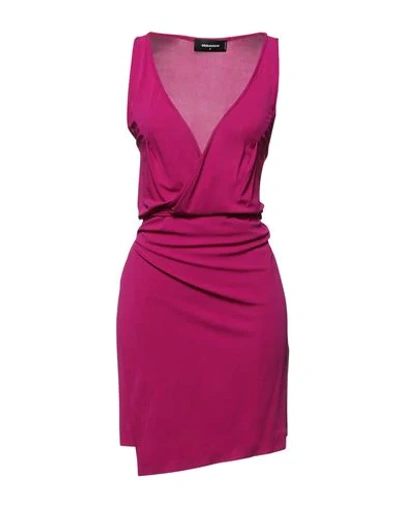 Shop Dsquared2 Woman Mini Dress Fuchsia Size M Viscose In Pink