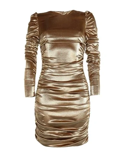 Shop Dolce & Gabbana Woman Mini Dress Gold Size 2 Silk, Metallic Fiber, Elastane
