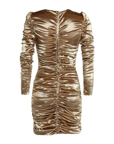 Shop Dolce & Gabbana Woman Mini Dress Gold Size 2 Silk, Metallic Fiber, Elastane
