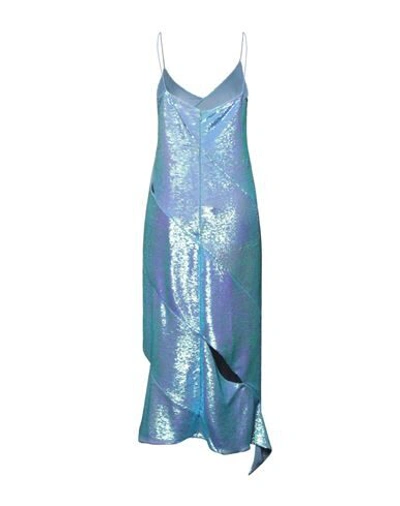 Off-white Woman Midi Dress Sky Blue Size 2 Rayon, Elastane, Polyester In Blue