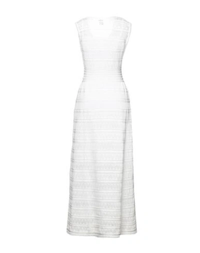 Shop M Missoni Woman Maxi Dress White Size 4 Cotton, Viscose, Polyamide