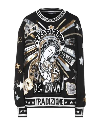 Shop Dolce & Gabbana Woman Sweatshirt Black Size 4 Cotton, Polyester, Polyurethane, Polyamide, Viscose