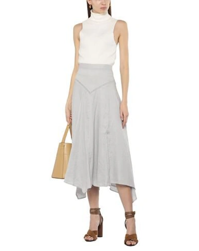Shop Isabel Marant Étoile Woman Midi Skirt Light Grey Size 6 Linen, Cotton