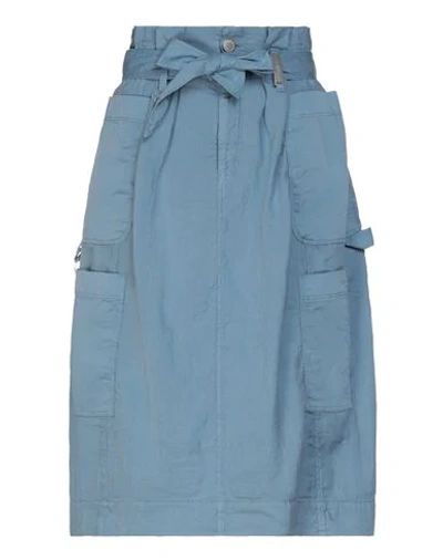 Shop High Woman Midi Skirt Pastel Blue Size 2 Cotton, Linen, Elastane
