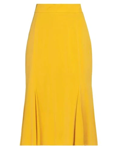 Shop Dolce & Gabbana Woman Midi Skirt Ocher Size 0 Silk, Elastane In Yellow
