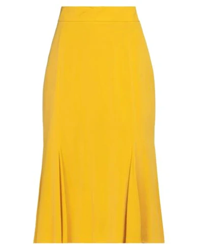 Shop Dolce & Gabbana Woman Midi Skirt Ocher Size 6 Silk, Elastane In Yellow