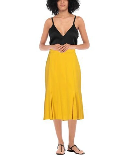 Shop Dolce & Gabbana Woman Midi Skirt Ocher Size 0 Silk, Elastane In Yellow