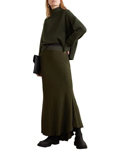 Shop Haider Ackermann Woman Maxi Skirt Military Green Size 6 Rayon, Cotton, Polyether