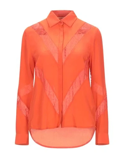 Shop Maje Woman Shirt Orange Size 1 Silk, Polyamide