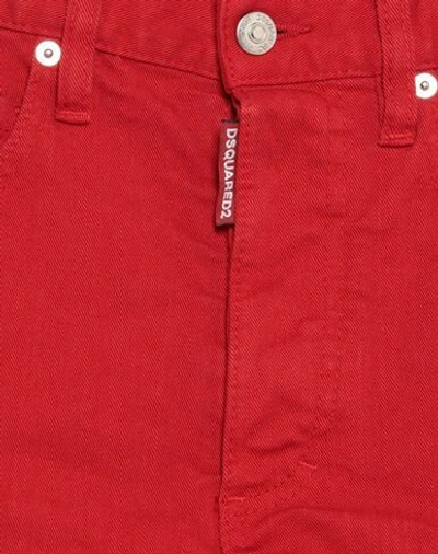 Shop Dsquared2 Woman Denim Shorts Red Size 2 Cotton, Elastane, Cow Leather