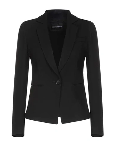 Shop Emporio Armani Woman Blazer Black Size 10 Virgin Wool, Elastane, Viscose