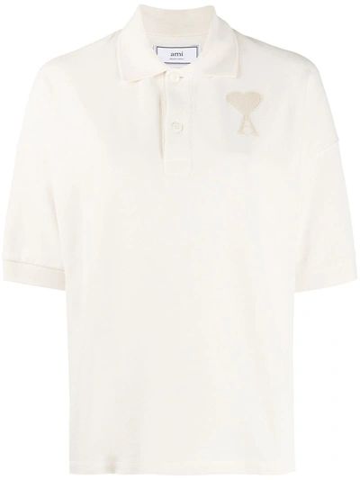 Shop Ami Alexandre Mattiussi Ami De Coeur Polo Shirt In Neutrals
