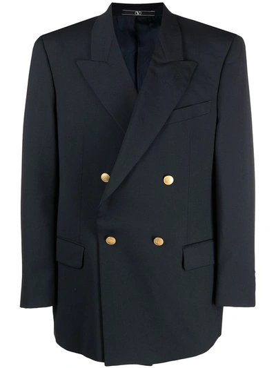 Pre-owned Valentino 1980s Double-breasted Blazer In Blue