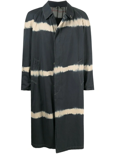 Pre-owned Burberry 1990s Bleach-detail Coat In Blue