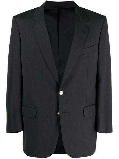 Pre-owned Pierre Cardin 1990s Contrasting Lapel Blazer In Grey
