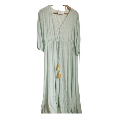 Pre-owned Athena Procopiou Silk Maxi Dress In Green