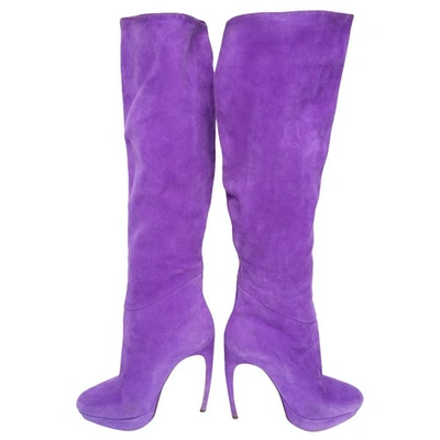 Pre-owned Mcq By Alexander Mcqueen Purple Suede Boots