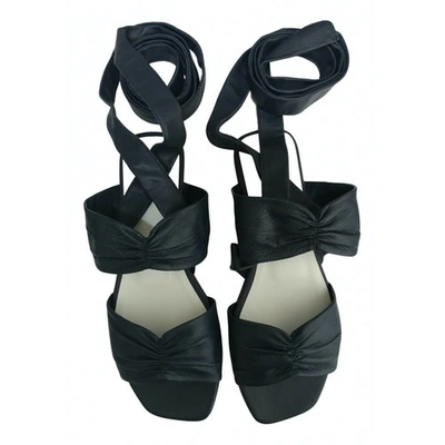 Pre-owned Topshop Leather Sandal In Navy