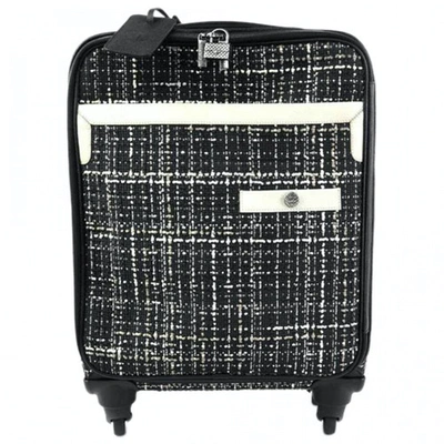Pre-owned Chanel Tweed Travel Bag In Black