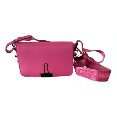 Pre-owned Off-white Binder Leather Handbag In Pink