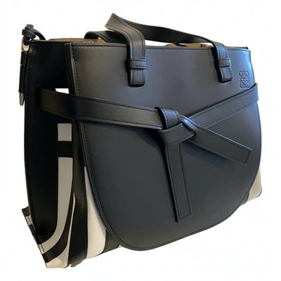 Pre-owned Loewe Gate Top Handle Navy Leather Handbag
