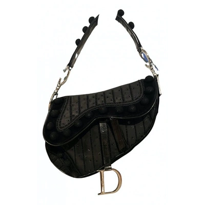 Pre-owned Dior Saddle Velvet Handbag In Black